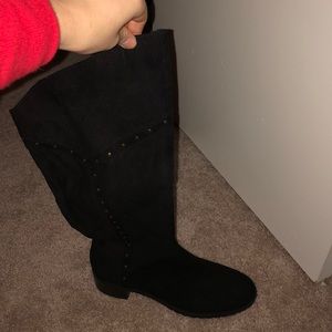 Black thigh high boots